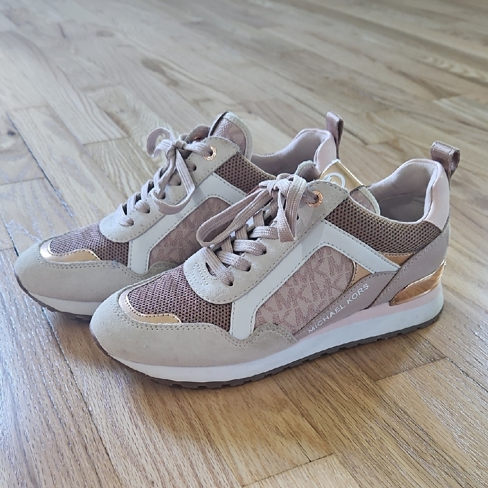 Michael Kors Women's Beige and Rose Gold Sneakers
